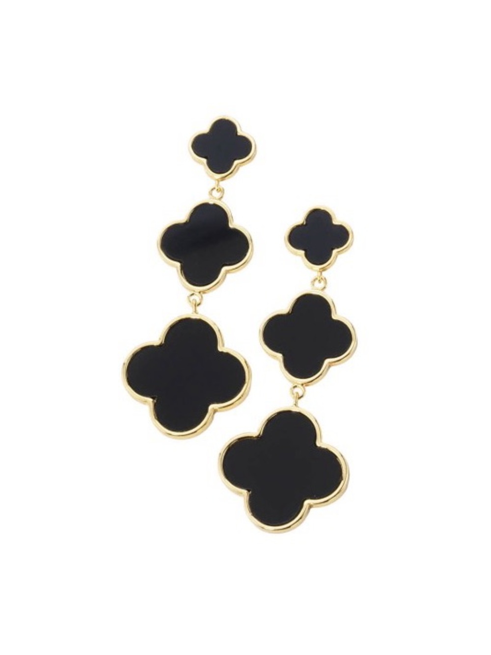 Gold Dipped Triple Clover Drop Earrings (8516) - Picture 2 of 2
